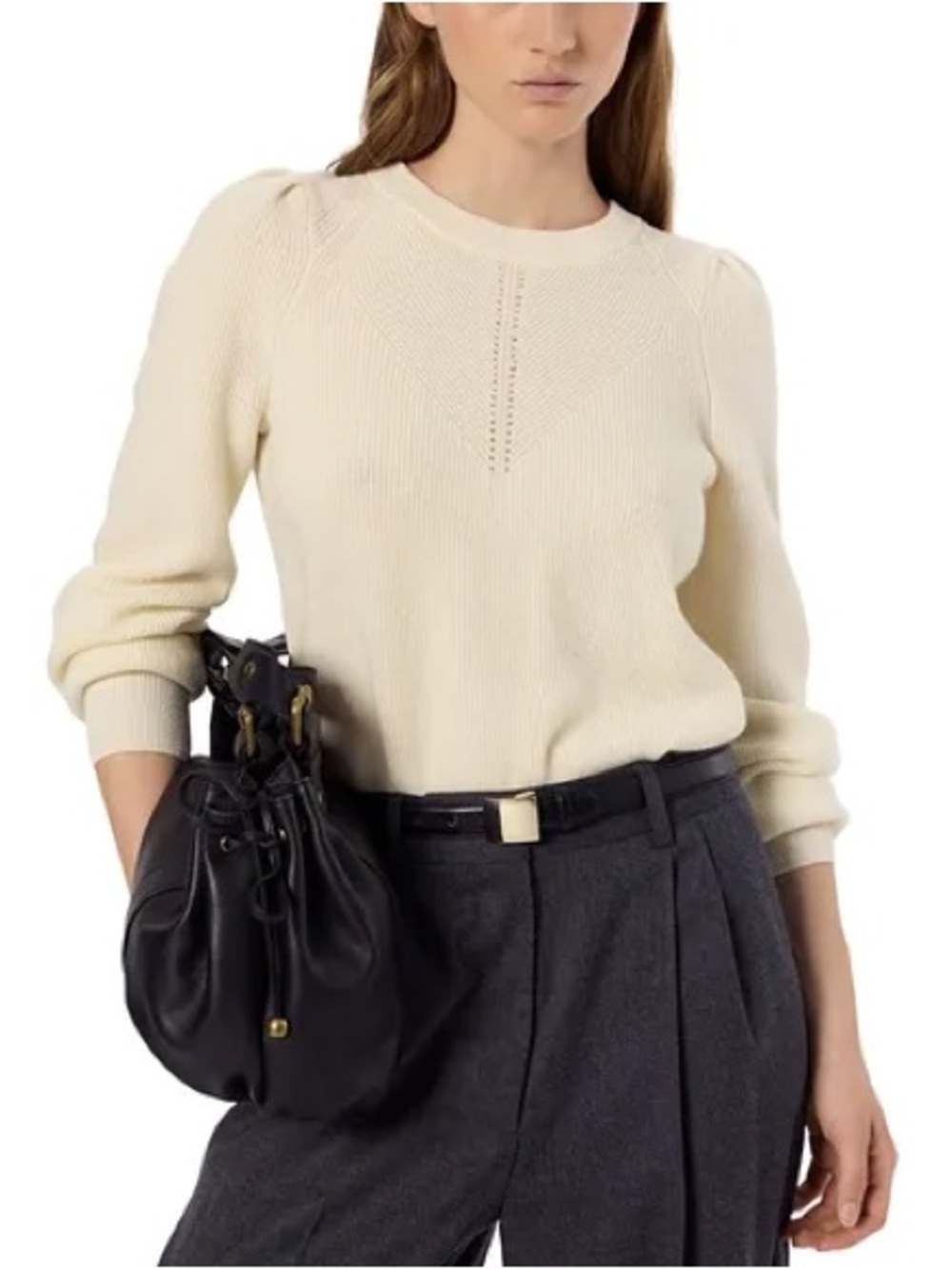 Gerard Darel Evange off white wool pullover sweater